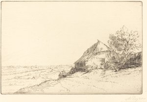 丘の中腹のあばら屋 (Masure sur la colline) 作： Alphonse Legros
