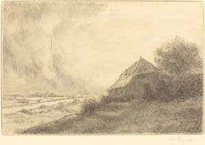 Hillside Masure sur la colline のあばら家。 作： Alphonse Legros