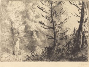 フォンテーヌブローの森で 作： Alphonse Legros