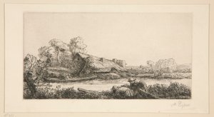川沿いの牧場: 夜の効果 作： Alphonse Legros