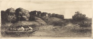 船のある風景、一皿目 作： Alphonse Legros