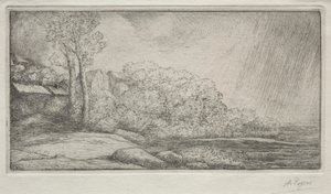 二本の木のある風景 作： Alphonse Legros