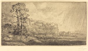2 本の木のある風景 2 本の木のある風景。 作： Alphonse Legros