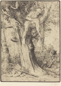 木に少年がいる風景 作： Alphonse Legros