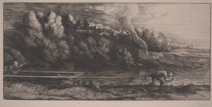 ボートのある風景（エッチング） 作： Alphonse Legros