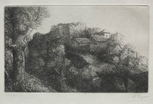 建物のある風景します。 作： Alphonse Legros