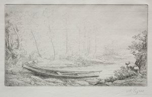 霧の中、釣りに出発 作： Alphonse Legros