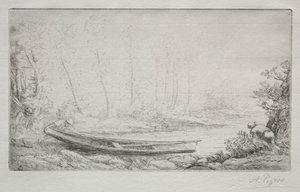 霧の中、釣りに向けて出発。 作： Alphonse Legros