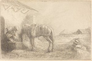 馬に水をやる男 Homme abreuvant un cheval. 作： Alphonse Legros