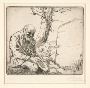 Mendiant、息子の Chapeau a la Main (帽子を手にした乞食) 作： Alphonse Legros