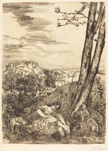 足を洗う農民 作： Alphonse Legros