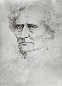 ヘクター・ベルリオーズの肖像（1803-69）（紙にペンとインク） 作： Alphonse Legros