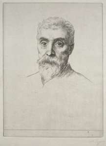 ヒラム・S・マキシム卿の肖像。 作： Alphonse Legros