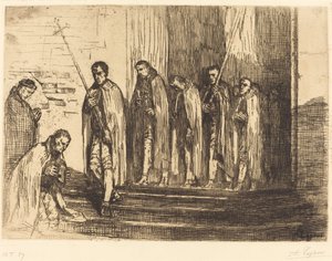 行列 教会を去る La sortie de la procession. 作： Alphonse Legros