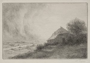 丘の中腹にある廃墟の家 作： Alphonse Legros