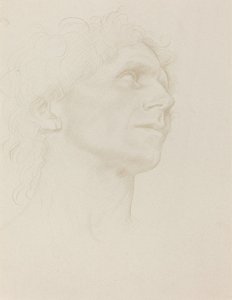 女性の頭の習作、右折。 作： Alphonse Legros