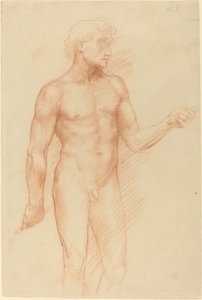 背中の後ろにロッドを保持している男性の姿の研究。 作： Alphonse Legros