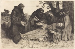 聖フランシス・ラ・モルト・ド・サン・フランソワの死。 作： Alphonse Legros