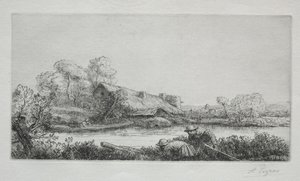 ラフェルムシュルラリビエール川沿いの農場：夜の効果。 作： Alphonse Legros