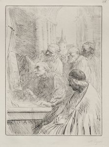 教会の修道士。 作： Alphonse Legros