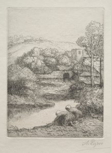 The Washerwomen Le Lavoir、Dite Les Laveusesと呼ばれる洗濯場。 作： Alphonse Legros