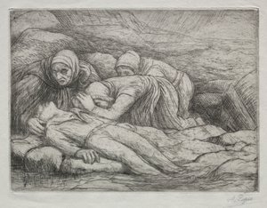 死の勝利：船員の家族の死。 作： Alphonse Legros