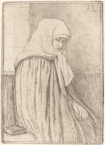 教会に座る若い農民 作： Alphonse Legros