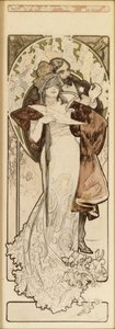 リトグラフ「プログラム1900年10月27日」のモデル、c。 1900 作： Alphonse Mucha
