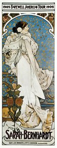 サラ・ベルナールのフェアウェル・アメリカン・ツアーのポスター 作： Alphonse Marie Mucha