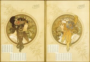 ビザンチンの頭; Tetes Byzantines、1900 作： Alphonse Mucha
