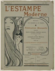 表紙：1897年6月のL&39;Estampe moderneの表紙（カラーリトグラフ） 作： Alphonse Mucha