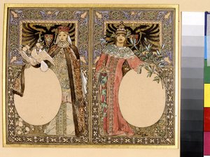 本（おとぎ話や伝説）のイラスト。 アルフォンス マリア ミュシャ (アルフォンス マリー ミュシャ) のアートワーク 作： Alphonse Marie Mucha