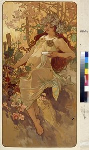 秋（四季の寓話シリーズ）。 アルフォンス マリア ミュシャ (アルフォンス マリー ミュシャ) のアートワーク 作： Alphonse Marie Mucha