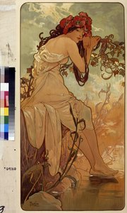 夏（四季のアレゴリーシリーズ）。 アルフォンス マリア ミュシャ (アルフォンス マリー ミュシャ) のアートワーク 作： Alphonse Marie Mucha