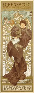 サラベルナールの立ち姿を描いたロレンツァッチョ、1896年 作： Alphonse Mucha