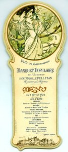 4月7日にカルカソンヌで開催された人気の宴のメニュー 作： Alphonse Mucha