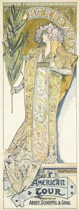 サラベルナール、アメリカンツアー、1895 作： Alphonse Mucha