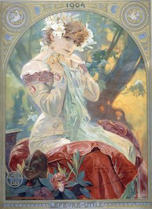 レインバーン王女の役割におけるサラ・ベルナール、1904 作： Alphonse Mucha