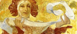 リボンを持つ女性c。 1902-1903 作： Alphonse Mucha