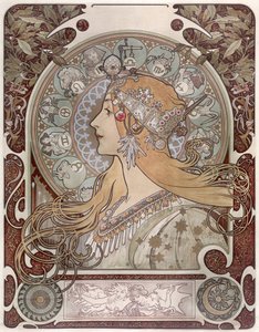 黄道十二宮 - アルフォンス・マリー・ミュシャ（1860-1939）。カラーリトグラフ 作： Alphonse Mucha