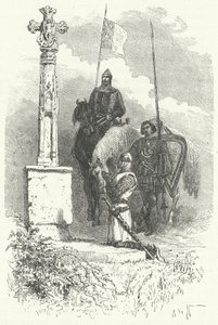 十字架の前で祈るレオンのフェルディナンド1世 作： Alphonse Marie de (after) Neuville