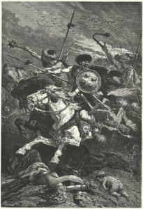 シャロンの戦いで突撃するフン族（451年）（彫刻作品 作： Alphonse Marie de (after) Neuville