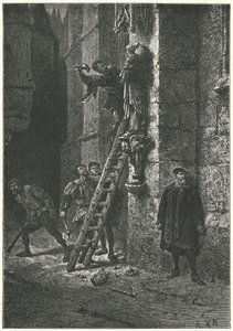 パリのノートルダム寺院の聖母子像を破壊するプロテスタントの人々 作： Alphonse Marie de (after) Neuville