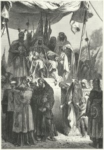 エルサレム攻略後、捕虜となったキリスト教徒の通行を見守るサラディン 作： Alphonse Marie de (after) Neuville