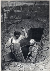 復活は、死と同じくらい恐ろしいものです。FaucheleventとJean Valjean - Alphonse de Neuville (1836-1885)によるVictor Hugo (1802-1885)の「Les miserables - Second part:ヴィクトル・ユーゴー（1802-1885）の「コゼット」1862年の挿絵 作： Alphonse Marie de Neuville