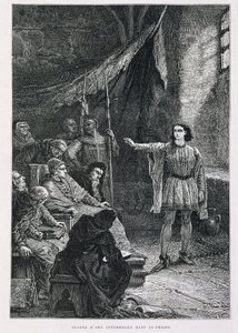 牢獄で尋問を受けるジョーン・ダルク - ギゾーの『フランス史』より、ド・ヌーヴィルの版画