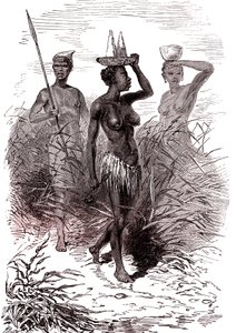 ナイル渓谷上流、ヌエル族の原住民 作： Alphonse Marie de Neuville