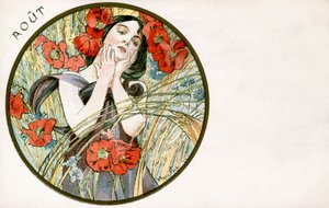 「8月」、1900年 作： Alphonse Mucha