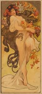 シリーズ・レ・セゾンの秋c。 1900。 作： Alphonse Mucha