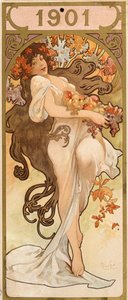 1901年、c1900のカレンダー。 作： Alphonse Mucha